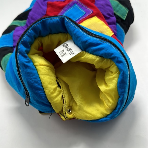 Retro Pet Puffy Hoodie Jacket PufferNeon Geometric Pattern Button Snap Dog Cat - Picture 4 of 9